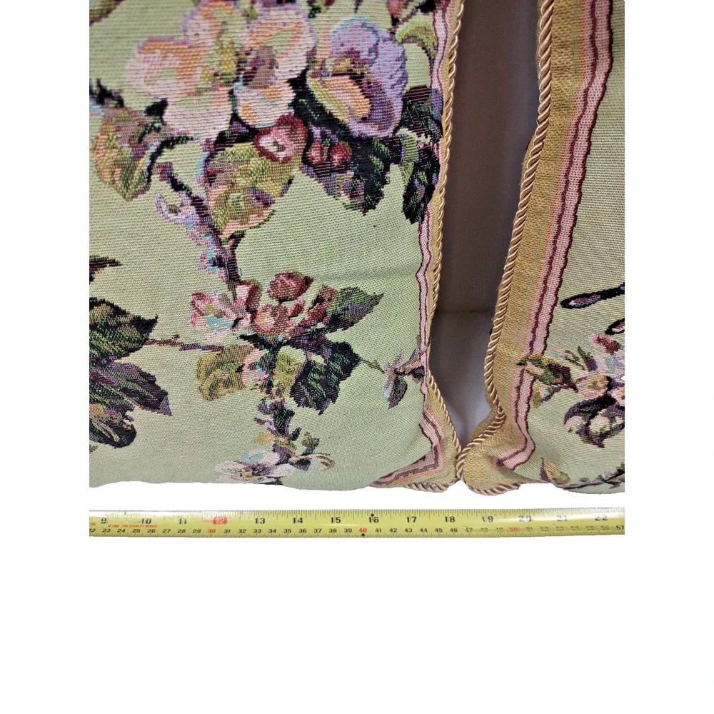 Set of 2 VTG Tapestry Throw Pillows Butterflies Blossoms 18 X 18